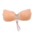 Wing Shape Strapless Backless Nude Silikon-BH mit Kordelzug